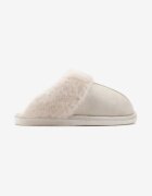  Papuci bej slip-on decorați cu blăniță și cusături Almane