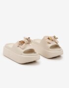  Papuci Bej slip-on din Spumă decorate cu Fundă Nellsina