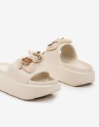  Papuci Bej slip-on din Spumă decorate cu Fundă Nellsina