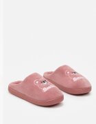  Papuci de casă de tip slip-on roz închis cu finisaj de velur și aplicație decorativă Naorise