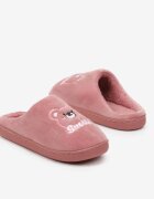  Papuci de casă de tip slip-on roz închis cu finisaj de velur și aplicație decorativă Naorise