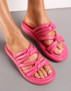  Papuci Fuchsia cu talpă plată cu barete decorative Celest