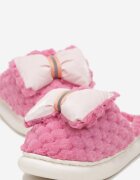  Papuci Fucsia Calde Pufoase Decorați cu relief și fundiță Davelle