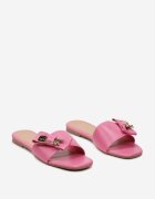  Papuci Fucsia cu fundă și ornament metalic Bovalia