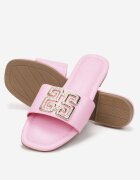  Papuci fucsia cu ornament metalic cu zirconii Helenthea