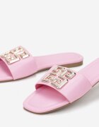  Papuci fucsia cu ornament metalic cu zirconii Helenthea