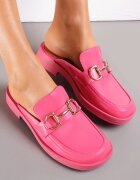  Papuci Fucsia cu talpă plată și lanț decorativ Cadita