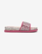  Papuci Fucsia cu Zirconii pe Platformă Scundă Watria