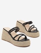  Papuci Negri cu pană stil Boho cu împletitură Vimarils