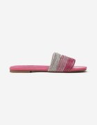  Papuci Roz din piele ecologică cu dungi cu zirconii Stellema