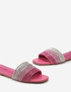  Papuci Roz din piele ecologică cu dungi cu zirconii Stellema