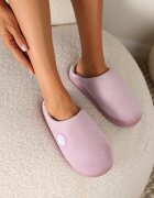  Papuci Roz pe talpă plată decorate cu blană în stil de miel Mairelle