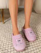  Papuci roz slip-on cu finisaj din velur și aplicație decorativă Naorise