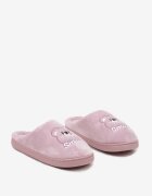  Papuci roz slip-on cu finisaj din velur și aplicație decorativă Naorise