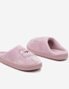  Papuci roz slip-on cu finisaj din velur și aplicație decorativă Naorise