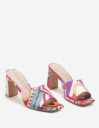  Papuci Roz-Violet Boho cu toc gros Ulvetta