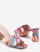  Papuci Roz-Violet Boho cu toc gros Ulvetta