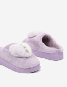  Papuci violet deschis pe platformă decorate cu zirconii și o inimioară Laonaya
