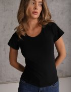 peigile T-shirt din bumbac cu croială clasică și decolteu rotund Setho Negru