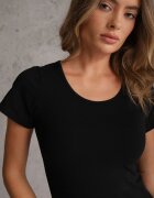 peigile T-shirt din bumbac cu croială clasică și decolteu rotund Setho Negru