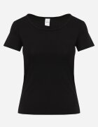 peigile T-shirt din bumbac cu croială clasică și decolteu rotund Setho Negru