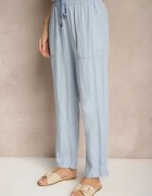 pesail Pantaloni Albaștri deschis cu Bumbac High Waist Decorați cu Legătură Calwia