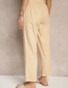 pesail Pantaloni Bej din Bumbac High Waist cu Legătură Tyswia