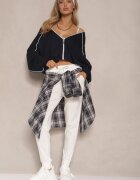 pesail Pantaloni de Trening Albi cu Viscoză High Waist Decorați cu Șnur Ellivenna