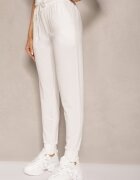 pesail Pantaloni de Trening Albi cu Viscoză High Waist Decorați cu Șnur Ellivenna