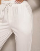 pesail Pantaloni de Trening Albi cu Viscoză High Waist Decorați cu Șnur Ellivenna