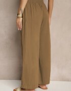 pesail Pantaloni Maro deschis High Waist Largi din bumbac Cu cordon în talie Cu elastic în talie Yaslio