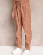 pesail Pantaloni roz închis din bumbac cu elastic în talie Caddilia