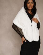  Poncho Alb cu Blană Decorativă Cralinne