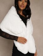  Poncho Alb cu Blană Decorativă Cralinne