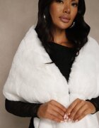  Poncho Alb cu Blană Decorativă Cralinne