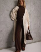 pretty Cardigan Bej deschis Lung cu Mânecă Bufantă Mesho
