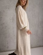 pretty Cardigan Bej deschis Lung cu Mânecă Bufantă Mesho
