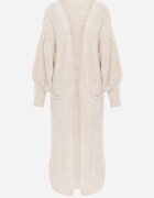 pretty Cardigan Bej deschis Lung cu Mânecă Bufantă Mesho