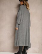 pretty Cardigan Gri Lung cu Mânecă Bufantă Mesho