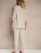 pretty Compleu Bej din Muselină de Bumbac Pantaloni și Cămașă cu Mâneci Reglabile Janalise