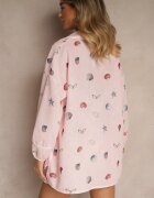 pretty Compleu Roz din Vascoză Cămașă și Pantaloni scurți cu Imprimeu Marin Reisoria