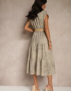 pretty Rochie Bej cu Nasturi și Curea împletită Fillona