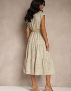 pretty Rochie Bej deschis cu nasturi și curea împletită Fillona