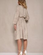 pretty Rochie Cămașă Bej cu Curea cu Cataramă și Buzunar Parmio