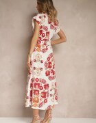 pretty Rochie cămașă bordo din viscoză cu centură suplimentară Nitapinia