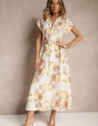 pretty Rochie Cămașă Galbenă din Vâscoză cu curea suplimentară Nitapinia