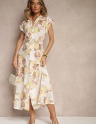 pretty Rochie Cămașă Galbenă din Vâscoză cu curea suplimentară Nitapinia
