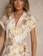 pretty Rochie Cămașă Galbenă din Vâscoză cu curea suplimentară Nitapinia