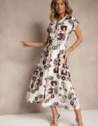 pretty Rochie Cămașă Neagră din Viscoză cu o Curea Suplimentară Nitapinia
