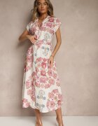 pretty Rochie Cămașă Roz din Viscoză cu o Cureaua Suplimentară Nitapinia